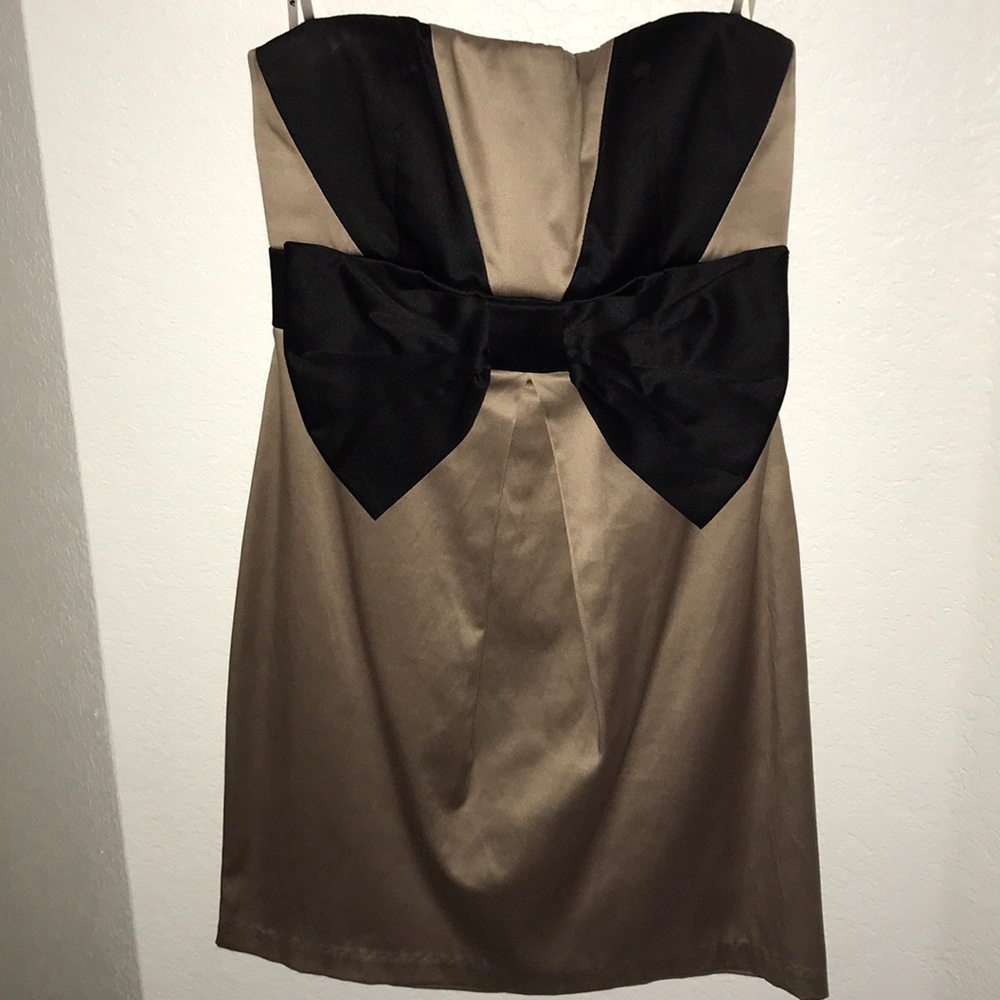 Satin Strapless  Bow Dress